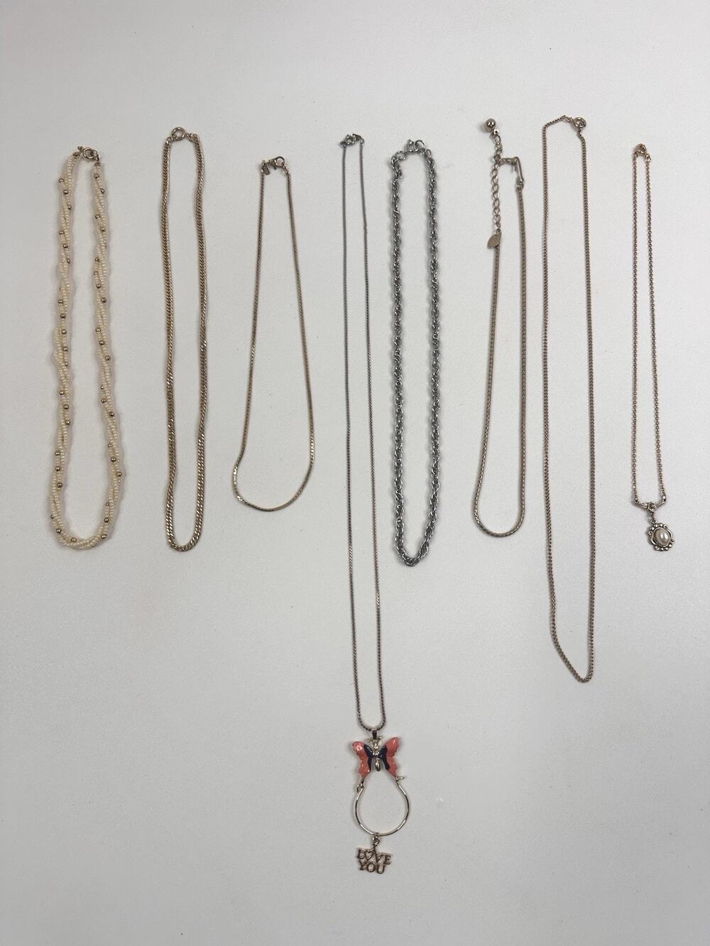 Vintage MONET Parklane Snake Chain Twisted Strand Pearl Butterfly Y2K Lot Of 8